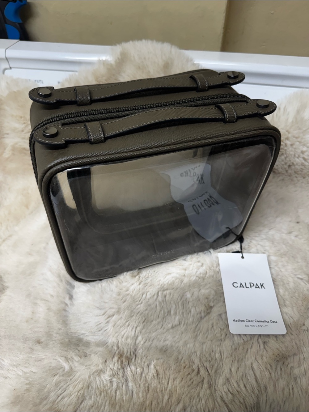 NWT CALPAK Medium Clear Cosmetics Case Mushroom brown Travel Organizer, Anthro - Picture 5 of 9